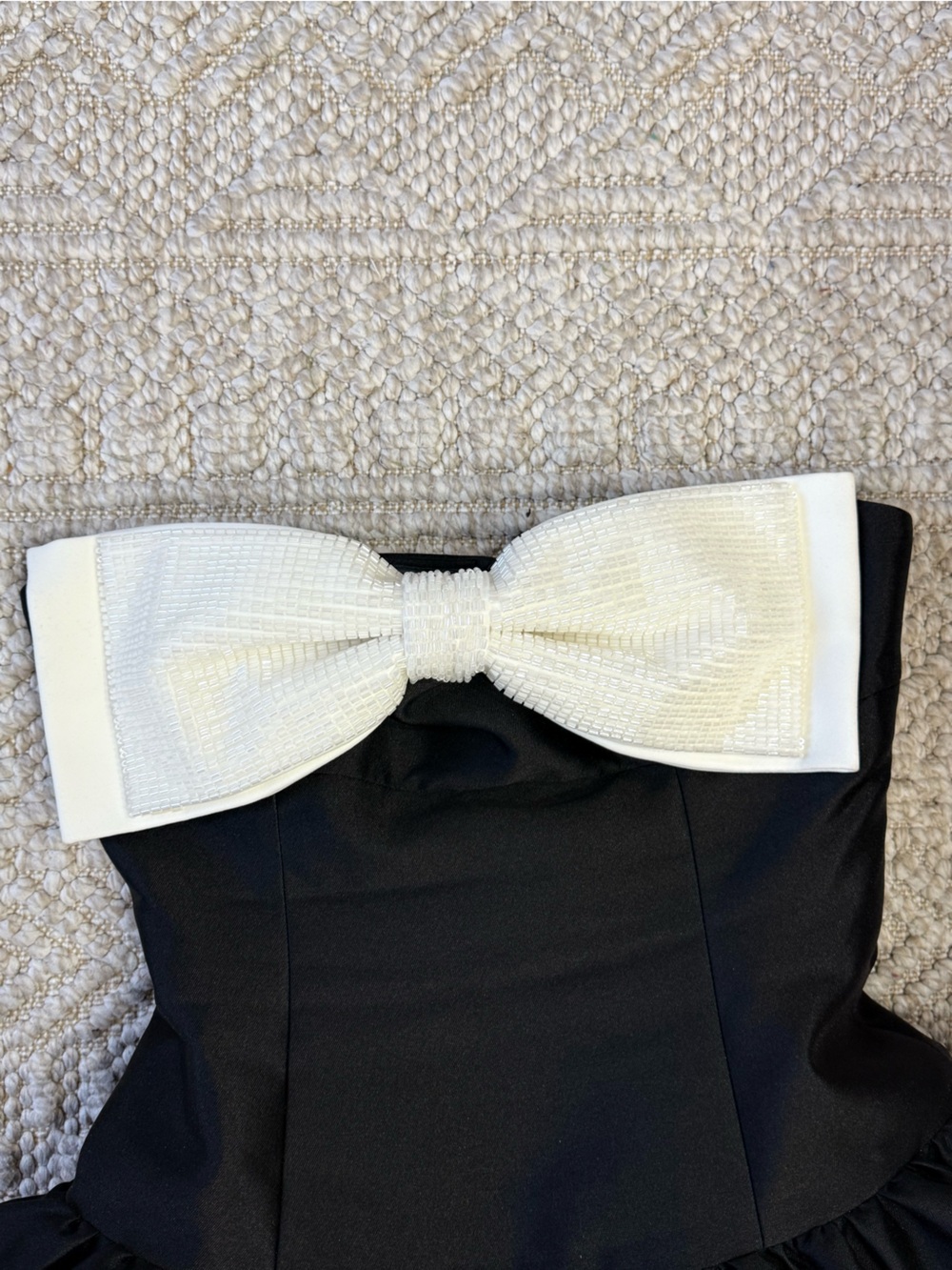 Self-Portrait Black Midi Dress with White Bow - Picture 3 of 6